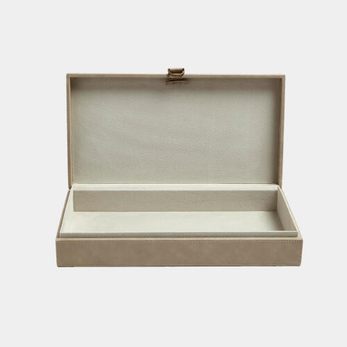Edwin Marbled Leather D Ring Box-Light Gray