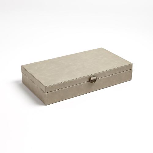 Marbled Leather D Ring Box-Light Grey