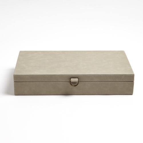 Marbled Leather D Ring Box-Light Grey