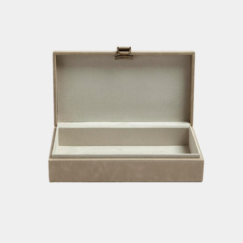 Edwin Marbled Leather D Ring Box-Light Gray
