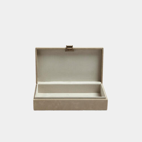 Edwin Marbled Leather D Ring Box-Light Gray