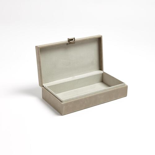 Marbled Leather D Ring Box-Light Grey