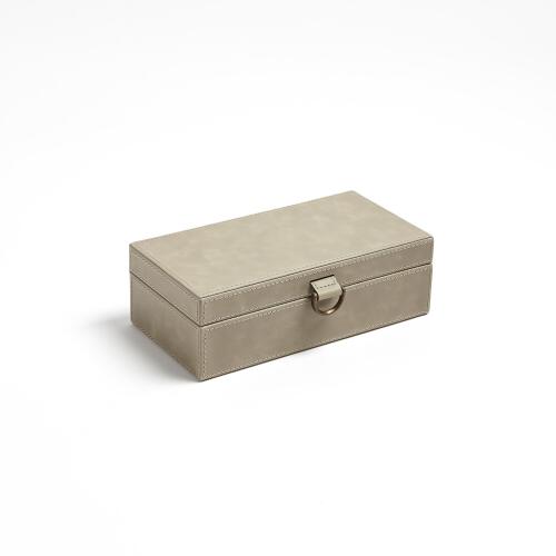 Marbled Leather D Ring Box-Light Grey