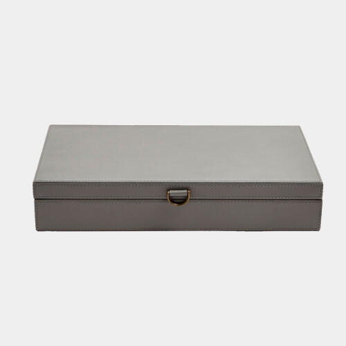 Edwin Marbled Leather D Ring Box-Dark Gray