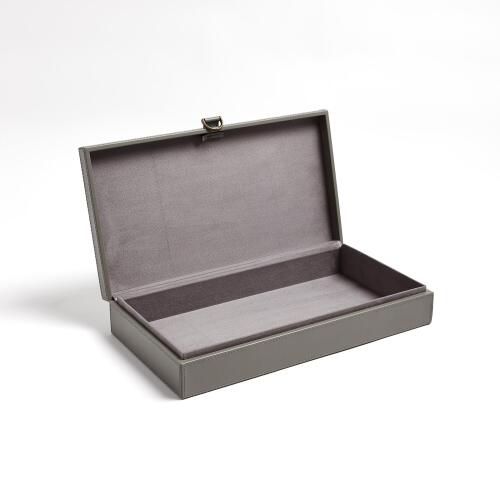 Marbled Leather D Ring Box-Dark Grey