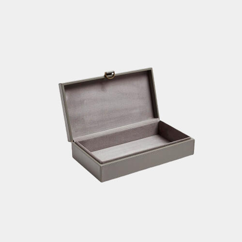 Edwin Marbled Leather D Ring Box-Dark Gray