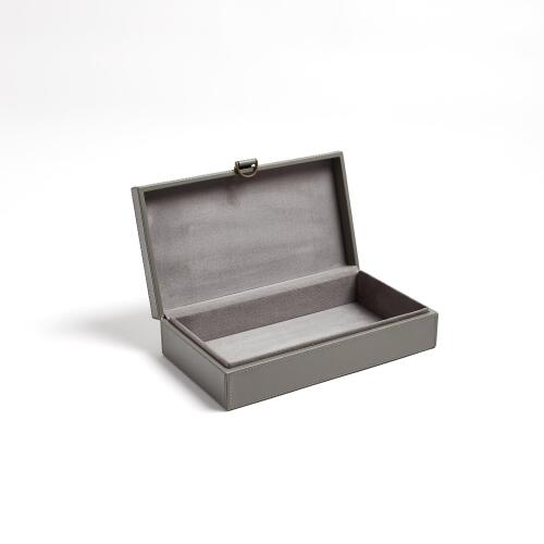 Marbled Leather D Ring Box-Dark Grey