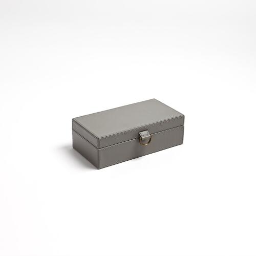 Marbled Leather D Ring Box-Dark Grey
