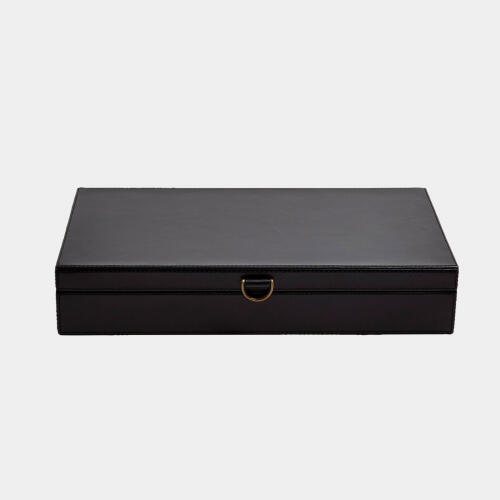 Edwin Marbled Leather D Ring Box-Black