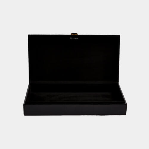Edwin Marbled Leather D Ring Box-Black