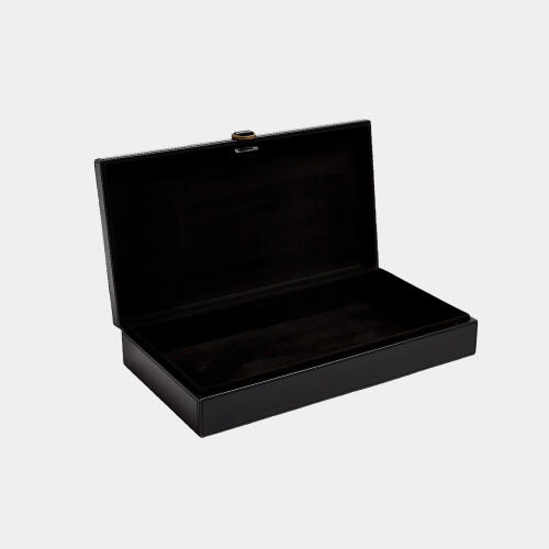 Edwin Marbled Leather D Ring Box-Black