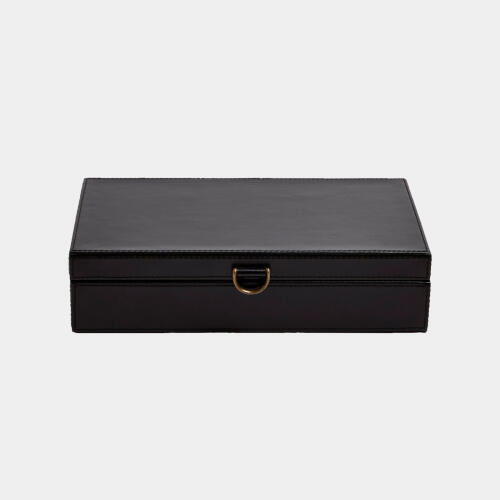 Edwin Marbled Leather D Ring Box-Black