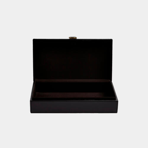 Edwin Marbled Leather D Ring Box-Black