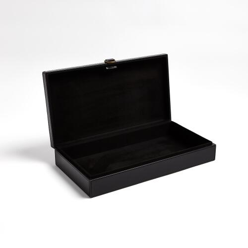 Marbled Leather D Ring Box-Black