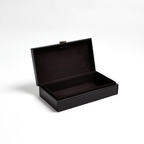 Marbled Leather D Ring Box-Black