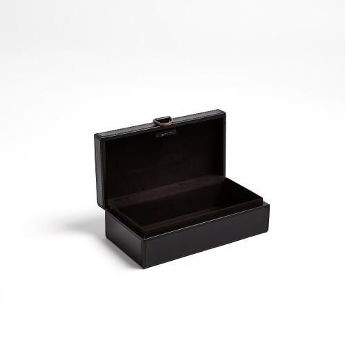 Marbled Leather D Ring Box-Black