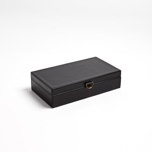 Marbled Leather D Ring Box-Black