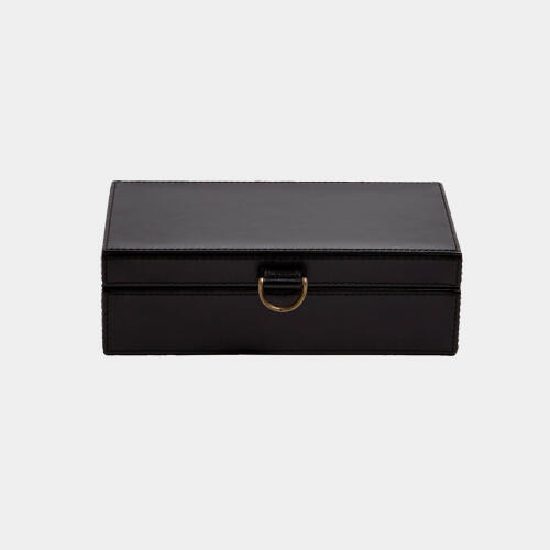 Edwin Marbled Leather D Ring Box-Black