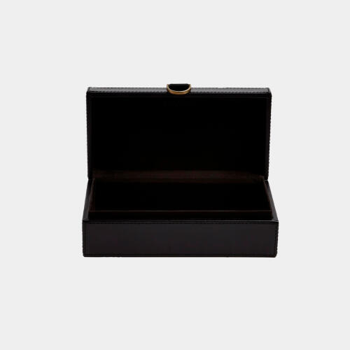 Edwin Marbled Leather D Ring Box-Black