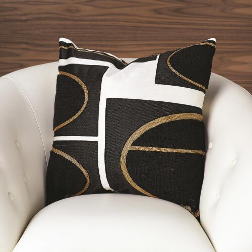 Brass Loop Pillow-Beige/Black