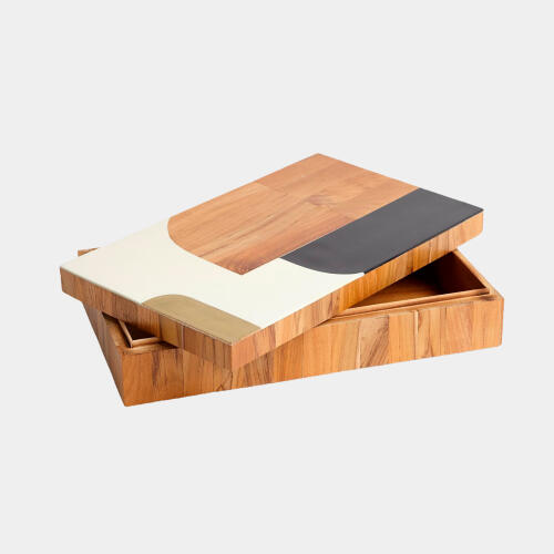 Conformity Wooden Inlaid Box-Black/Ivory