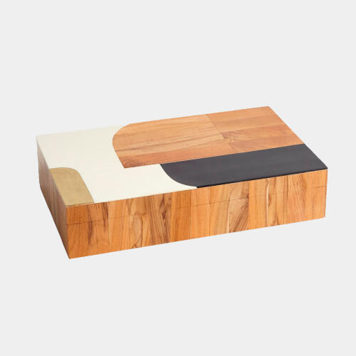 Conformity Wooden Inlaid Box-Black/Ivory
