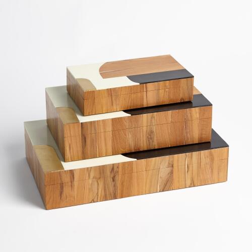 Wooden Inlaid Box-Black/Ivory