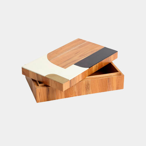 Conformity Wooden Inlaid Box-Black/Ivory