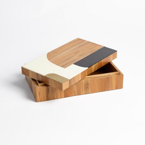 Wooden Inlaid Box-Black/Ivory