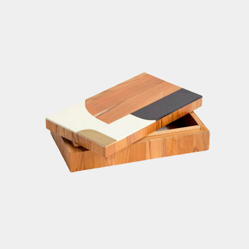 Conformity Wooden Inlaid Box-Black/Ivory