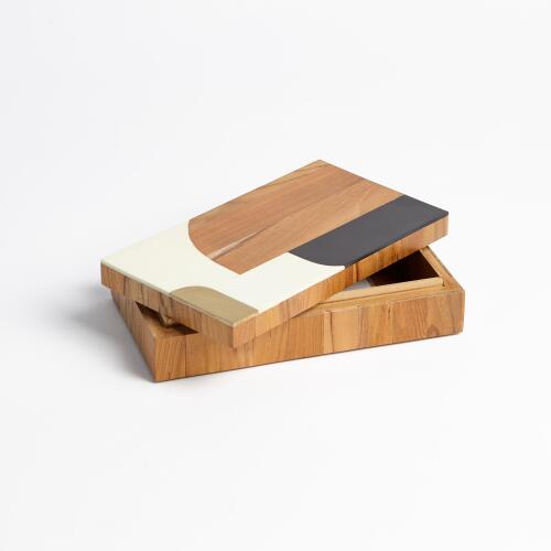 Wooden Inlaid Box-Black/Ivory
