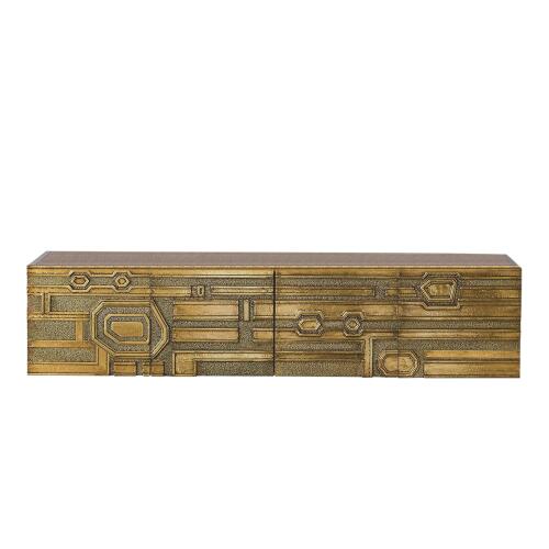 abstract block cabinet-brass