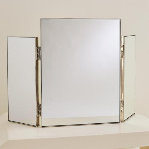 Tri-Fold Vanity Mirror-Nickel