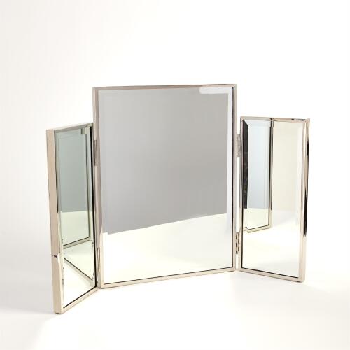 Tri-Fold Vanity Mirror-Nickel