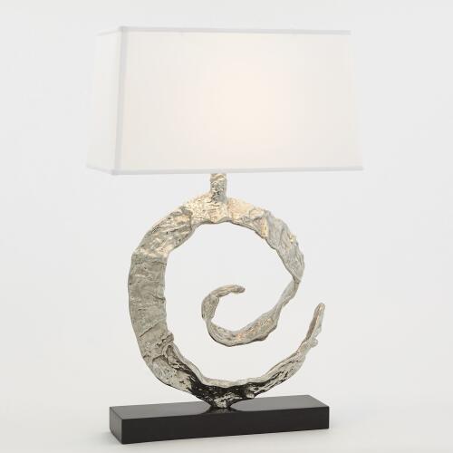 Swirl Lamp-Nickel w/Black Granite