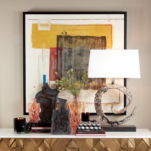 Swirl Lamp-Nickel w/Black Granite