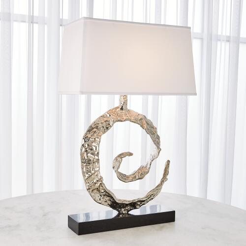 Swirl Lamp-Nickel w/Black Granite