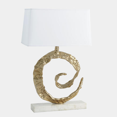 Swirl Lamp-Brass w/White Marble