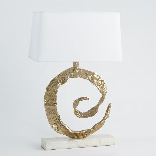 Swirl Lamp-Brass w/White Marble