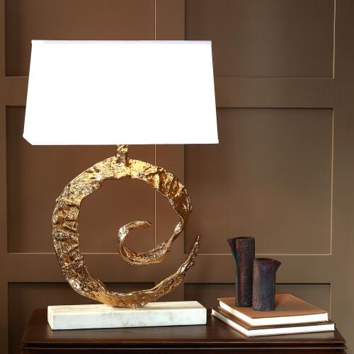 Swirl Lamp-Brass w/White Marble