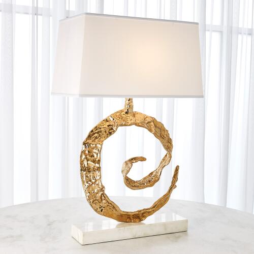 Swirl Lamp-Brass w/White Marble
