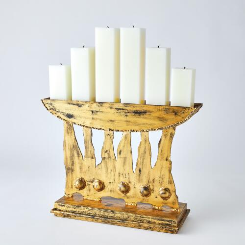 Brutalist Candelabra-Gold Leaf