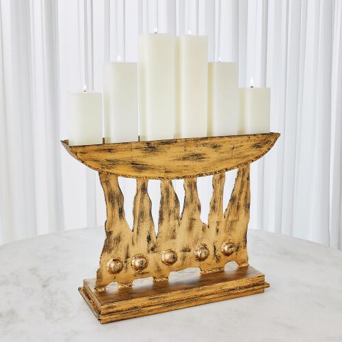 Brutalist Candelabra-Gold Leaf