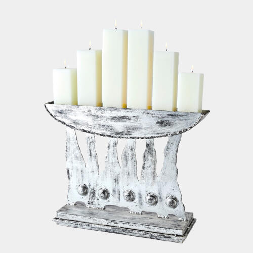 Brutalist Candelabra-Silver Leaf