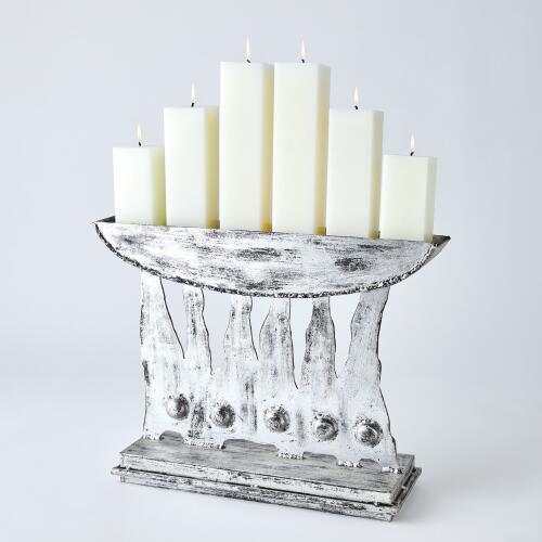 Brutalist Candelabra-Silver Leaf