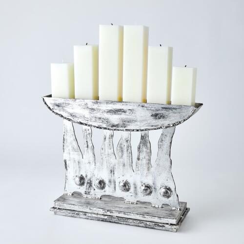 Brutalist Candelabra-Silver Leaf