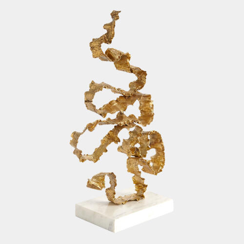 Alani Sculpture-Brass w/White Marble