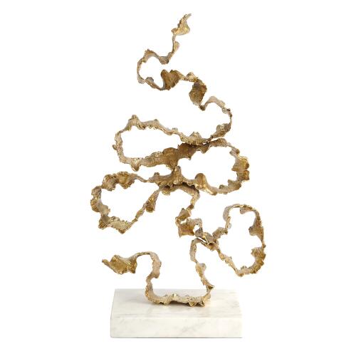 Squiggles Sculpture-Brass w/White Marble
