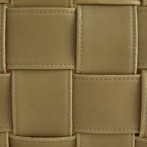 Bronya Soft Woven Leather Basket-Putty