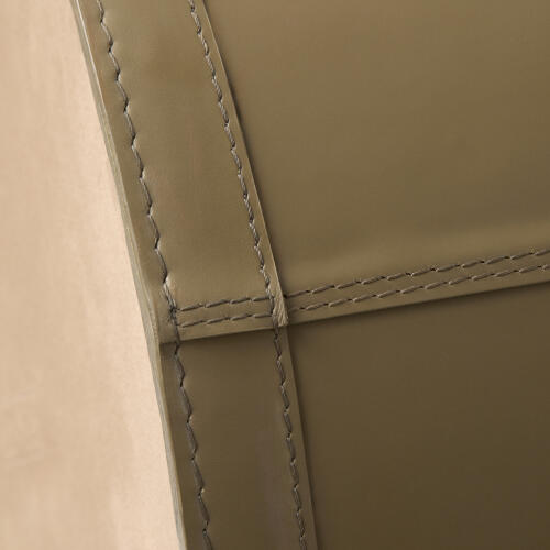 Selita Oversized Oval Leather Basket-Putty